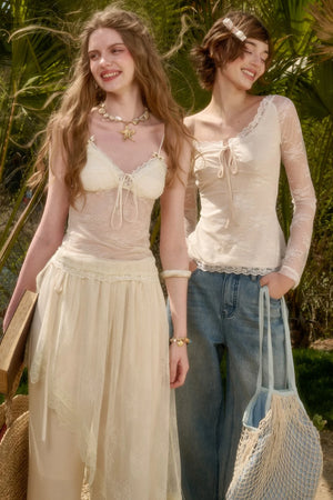 Milky Way Lace Ruched Top