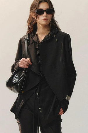 Minimalist Ruffle Black Shirt