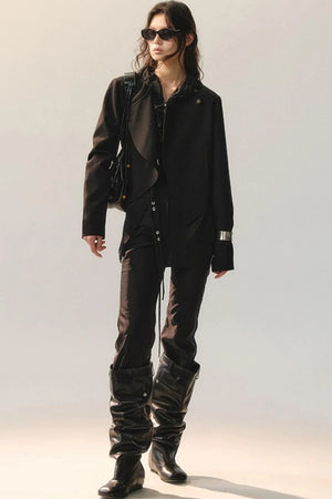 Minimalist Ruffle Black Shirt