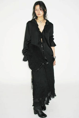 Minimalist Ruffle Black Shirt