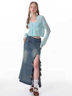 Mint Bow Sunscreen Knit Cardigan Coat