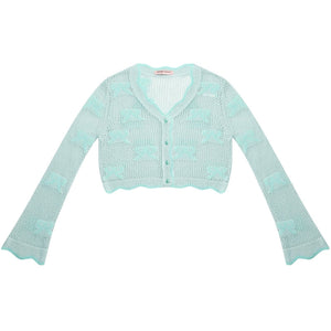 Mint Bow Sunscreen Knit Cardigan Coat