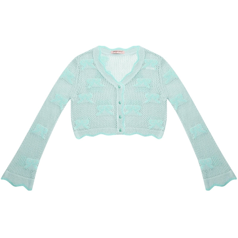Mint Bow Sunscreen Knit Cardigan Coat