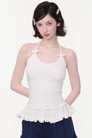 Mint Candy Lace Polka Dot Top