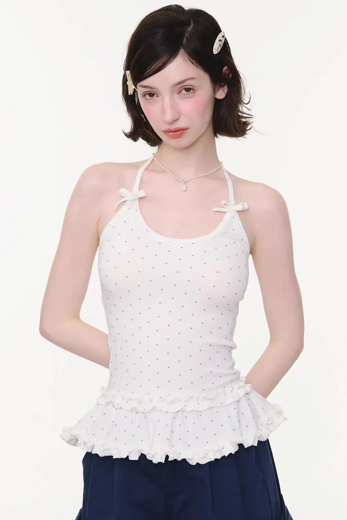 Mint Candy Lace Polka Dot Top