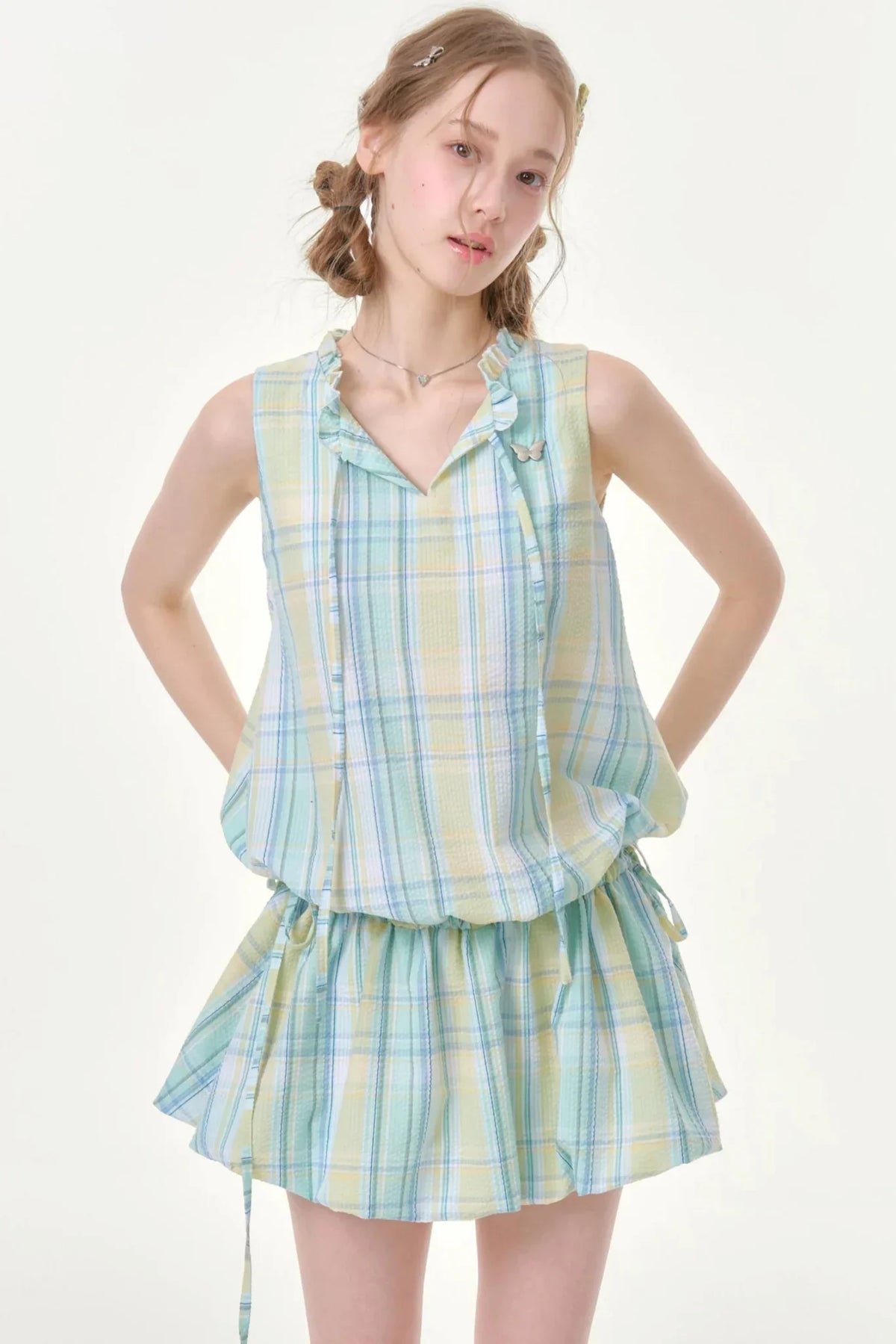 Mint Green Plaid Dress