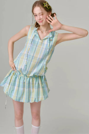 Mint Green Plaid Dress