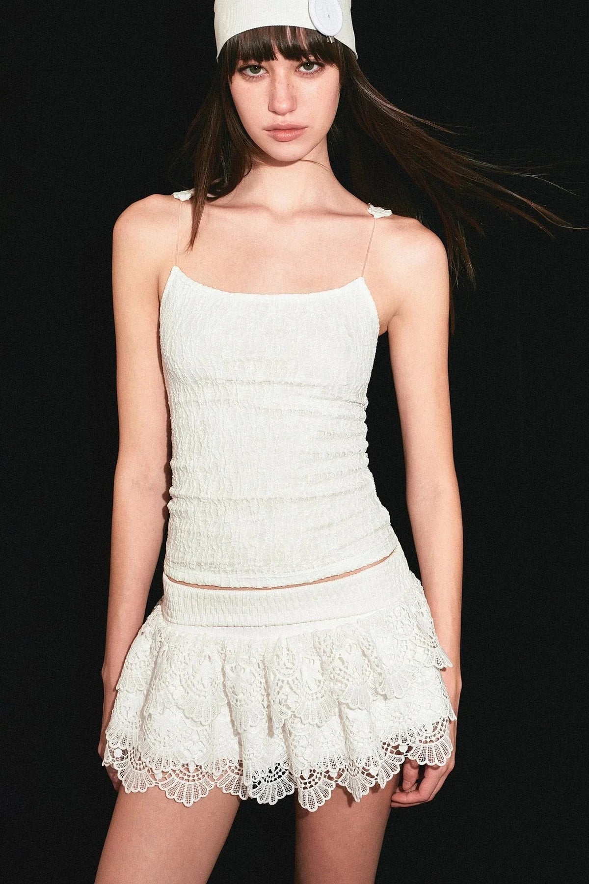 Mint Green Ruched Lace Spaghetti Strap Camisole