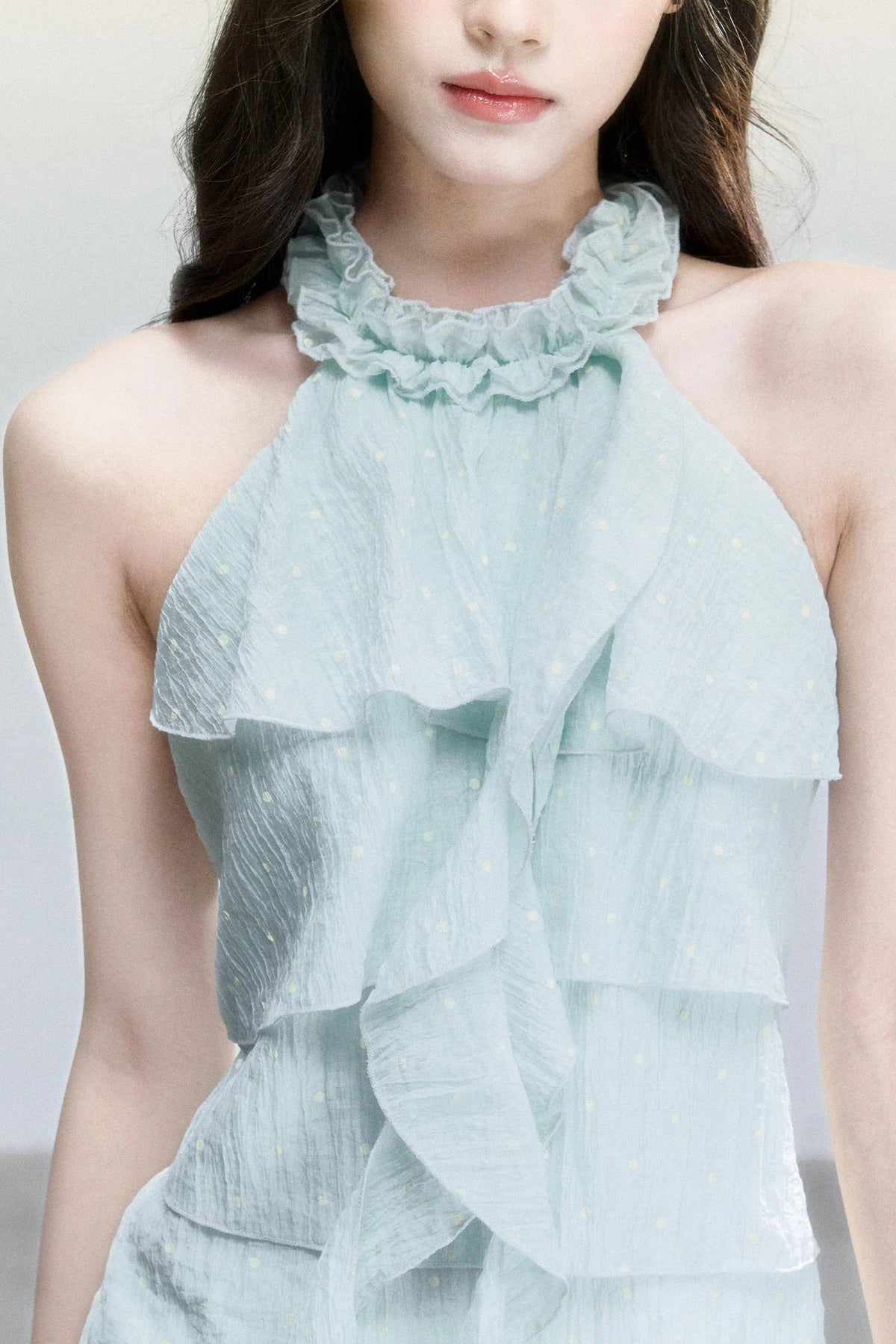 Mint Polka Dot Halter Top Set-Up