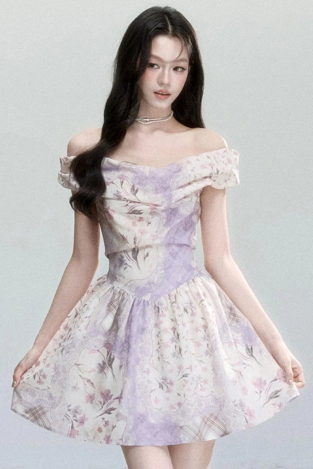 Mist Floral Off-Shoulder Dress