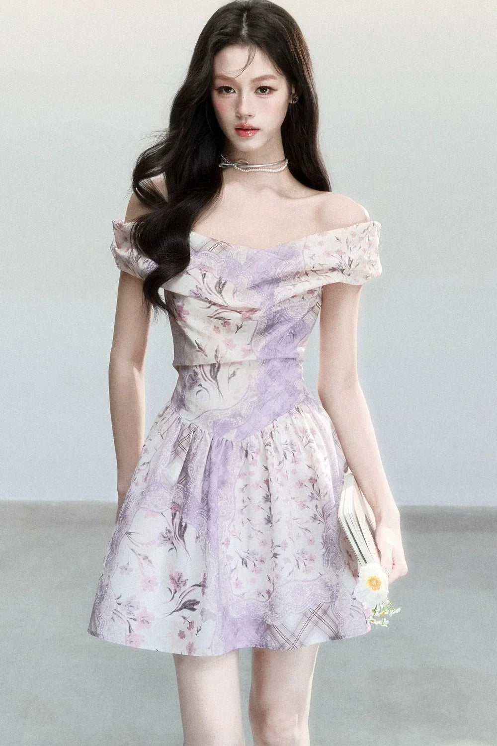 Mist Floral Off-Shoulder Dress
