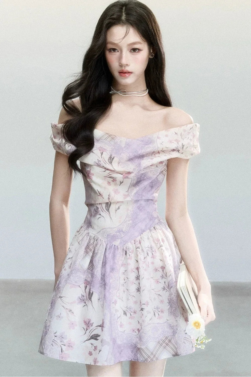Mist Floral Off-Shoulder Dress