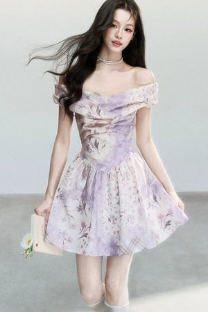 Mist Floral Off-Shoulder Dress