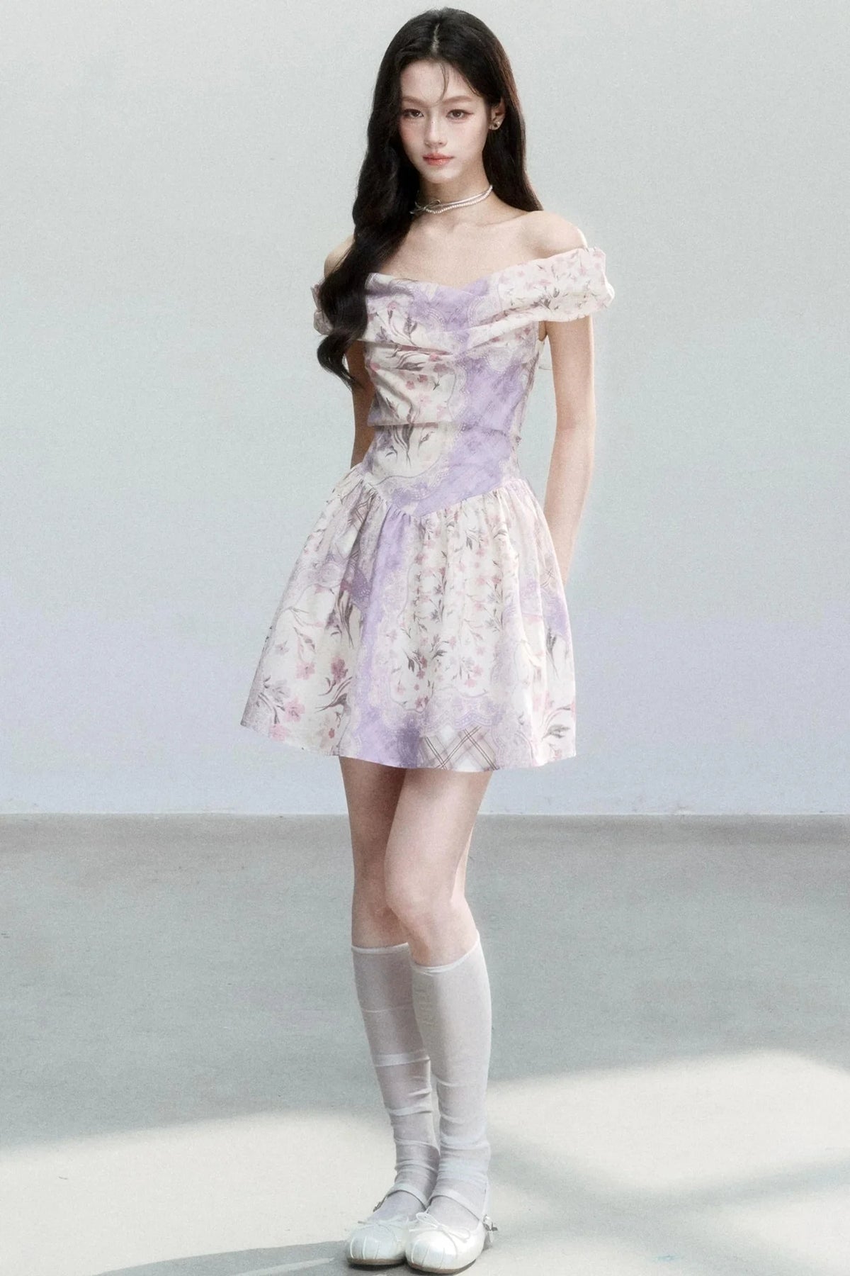 Mist Floral Off-Shoulder Dress