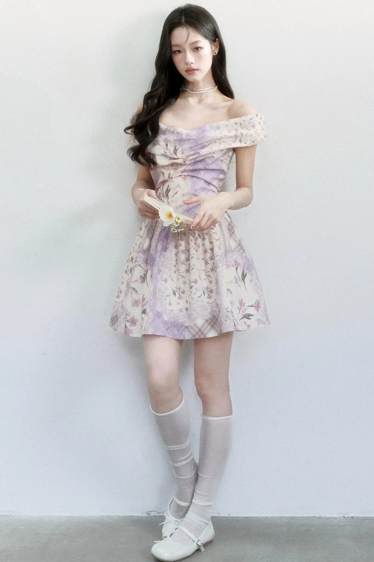Mist Floral Off-Shoulder Dress