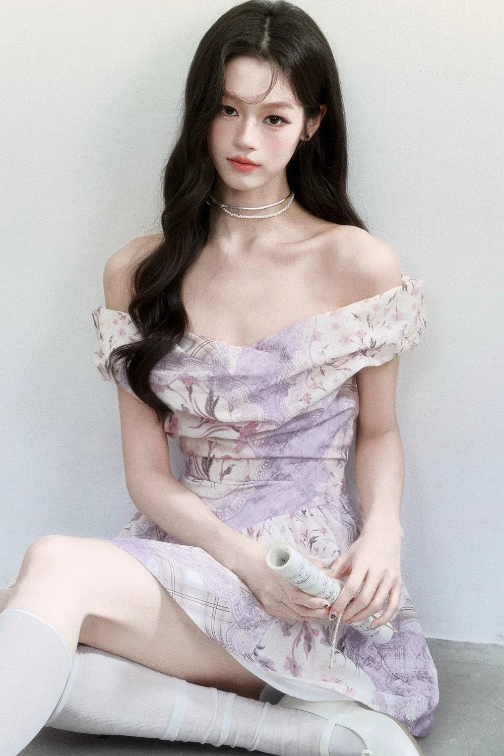 Mist Floral Off-Shoulder Dress