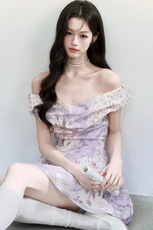 Mist Floral Off-Shoulder Dress