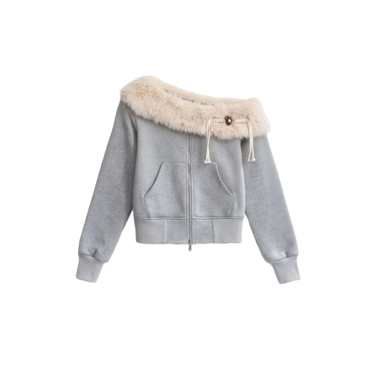 Mist Gray Off-Shoulder Jacket