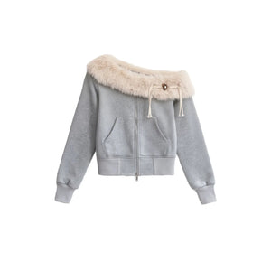 Mist Gray Off-Shoulder Jacket