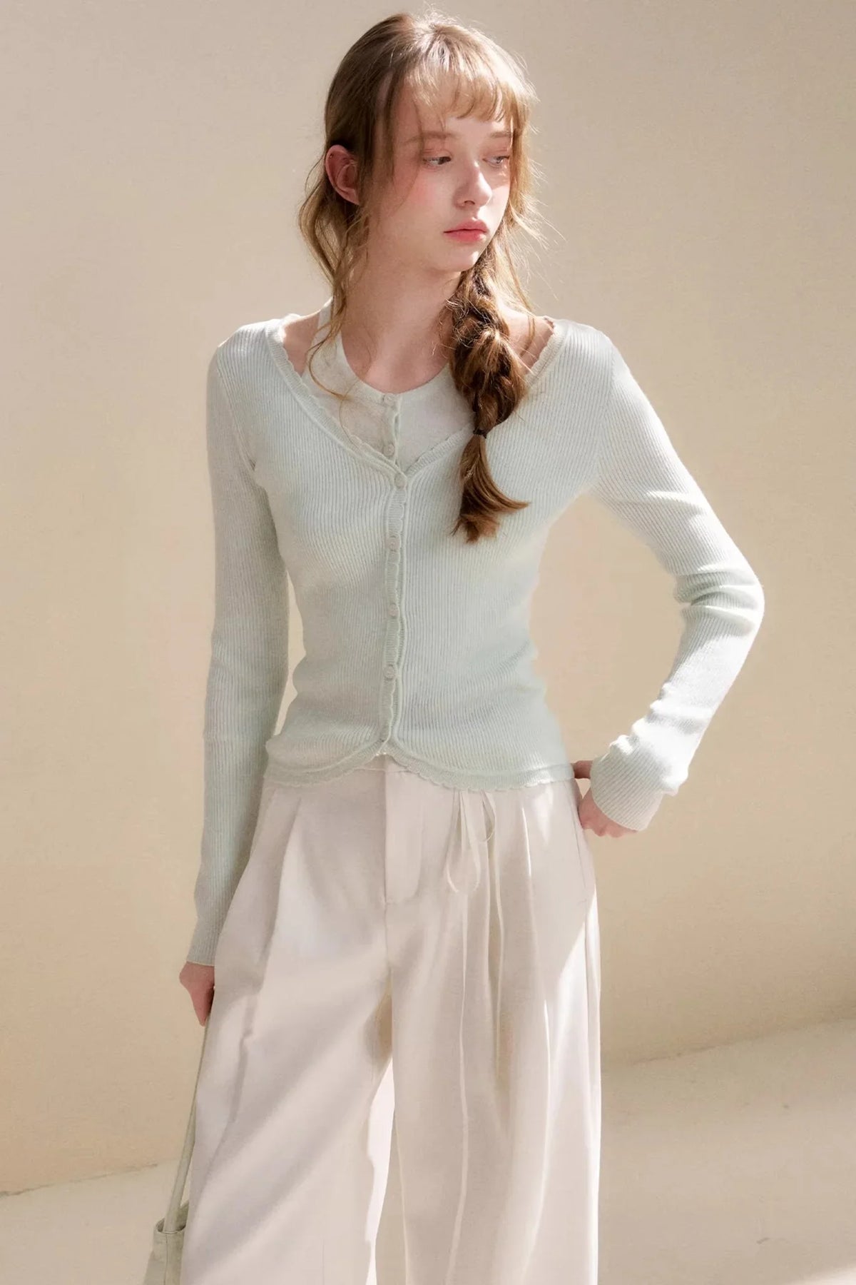 Mist Mint Wool Cardigan