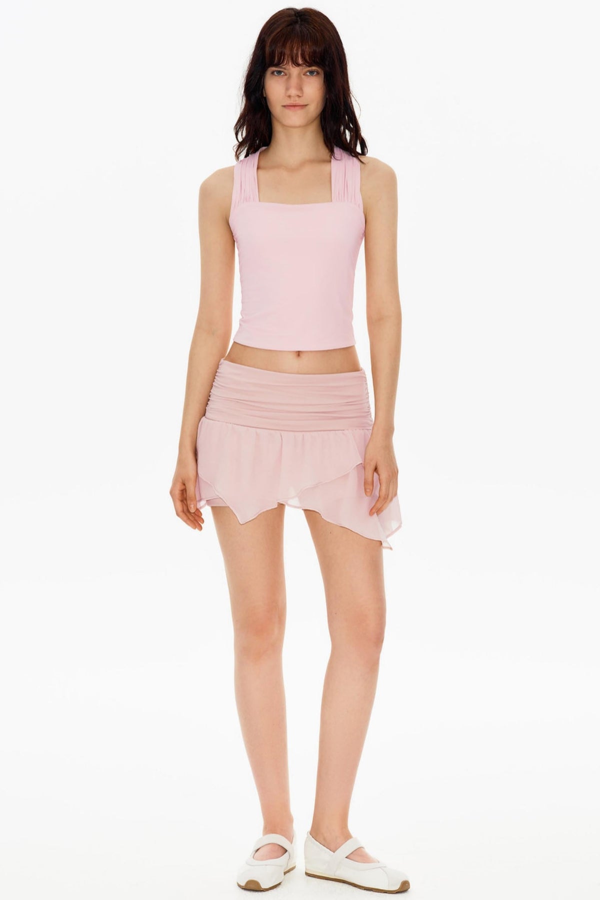 Mist Pink Asymmetrical Skirt