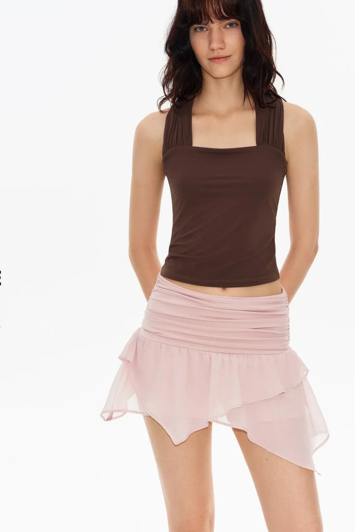 Mist Pink Asymmetrical Skirt