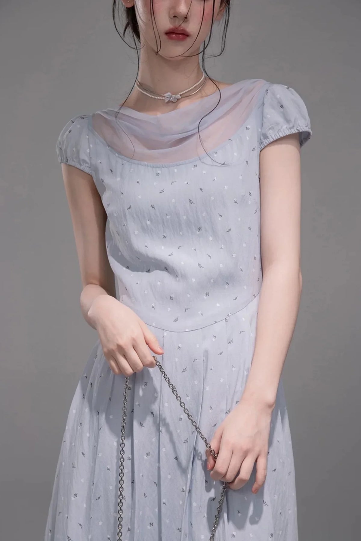 Misty Blue Floral Dress