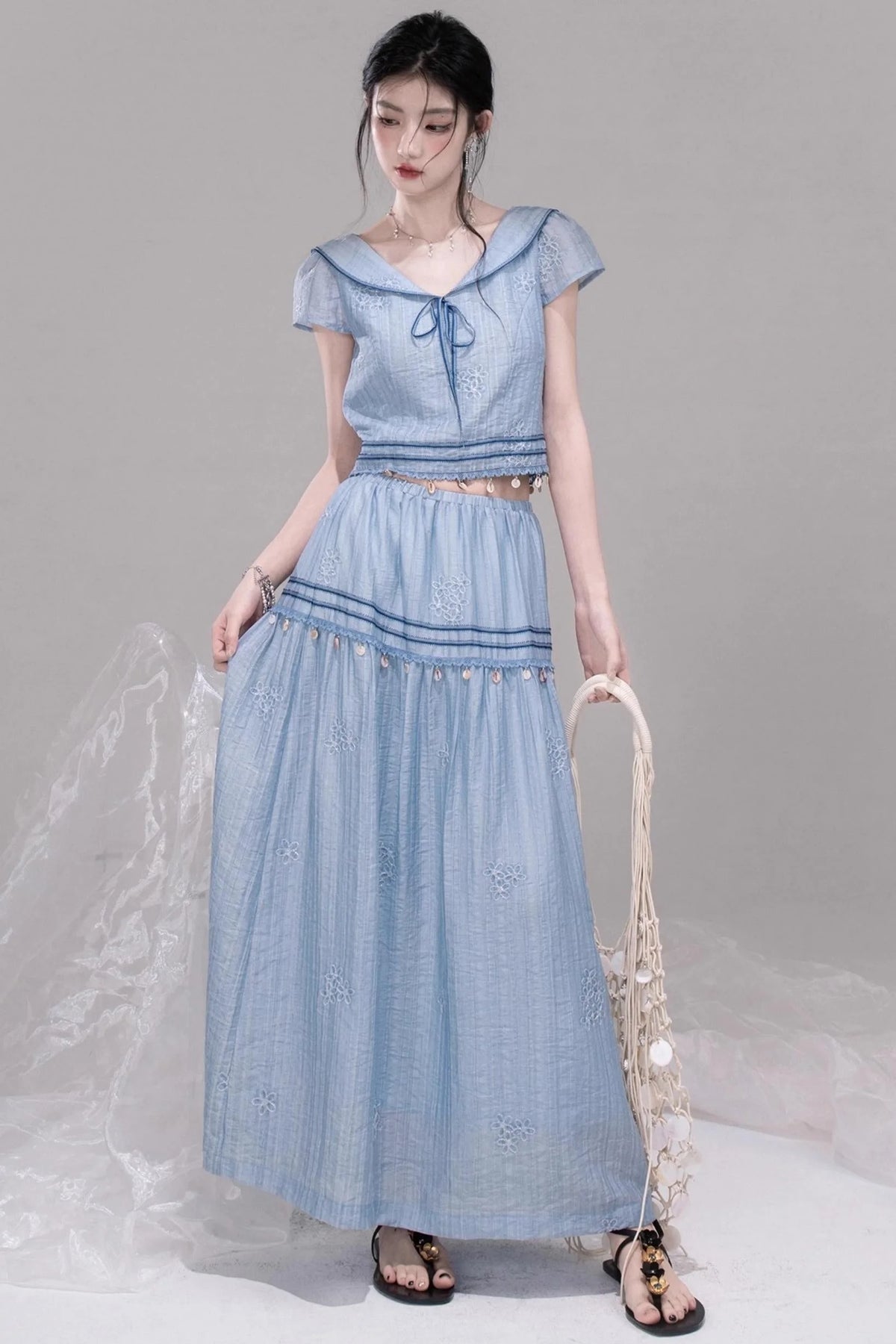 Misty Blue Halter Set