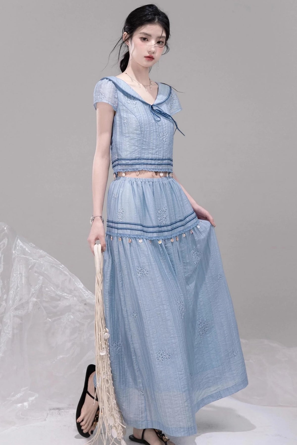 Misty Blue Halter Set