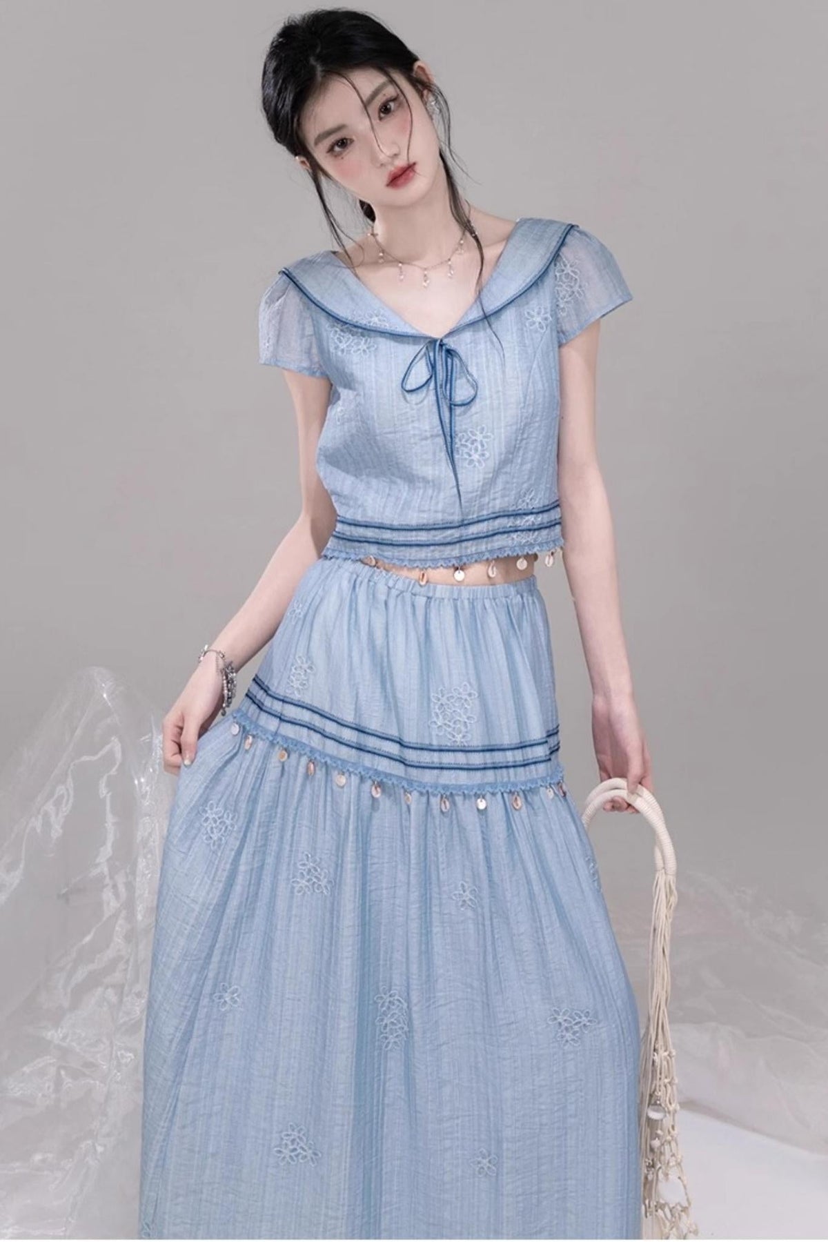 Misty Blue Halter Set