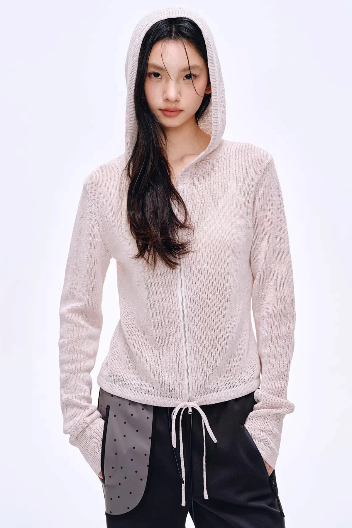 Misty Natural Texture Hooded Cardigan