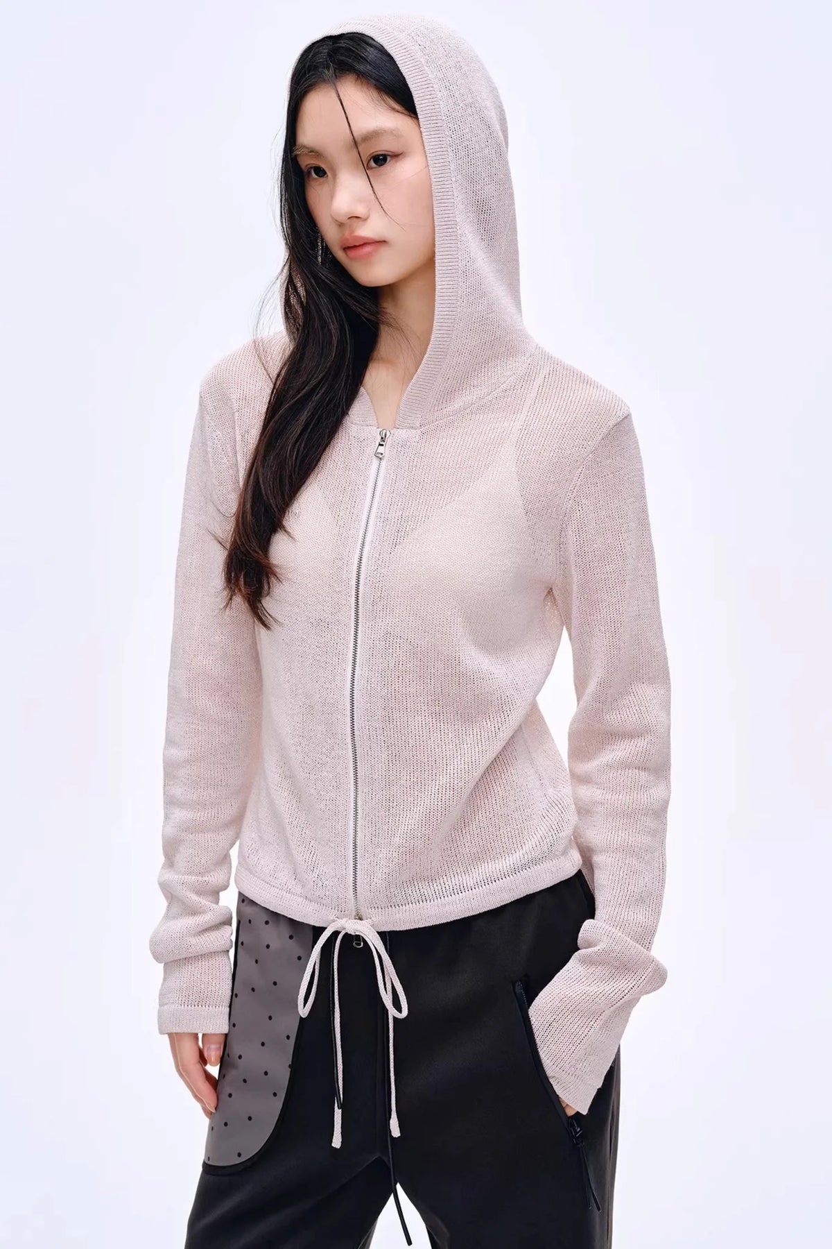 Misty Natural Texture Hooded Cardigan
