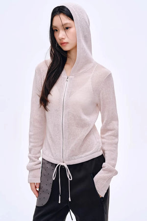 Misty Natural Texture Hooded Cardigan