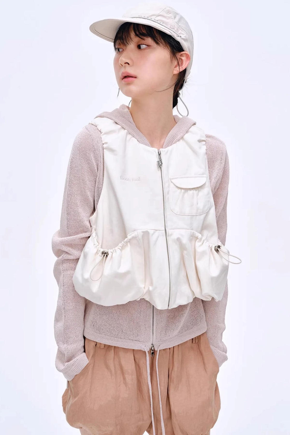Misty Natural Texture Hooded Cardigan
