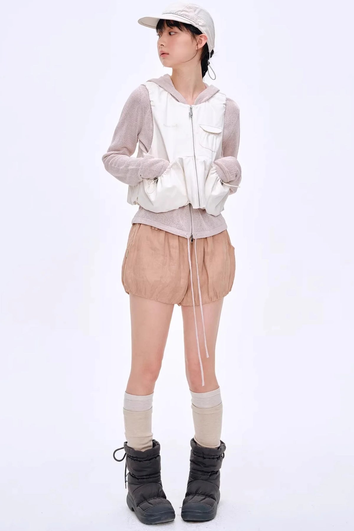 Misty Natural Texture Hooded Cardigan