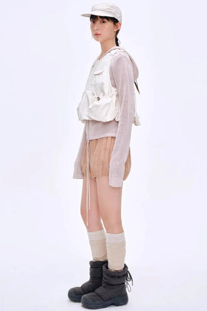 Misty Natural Texture Hooded Cardigan