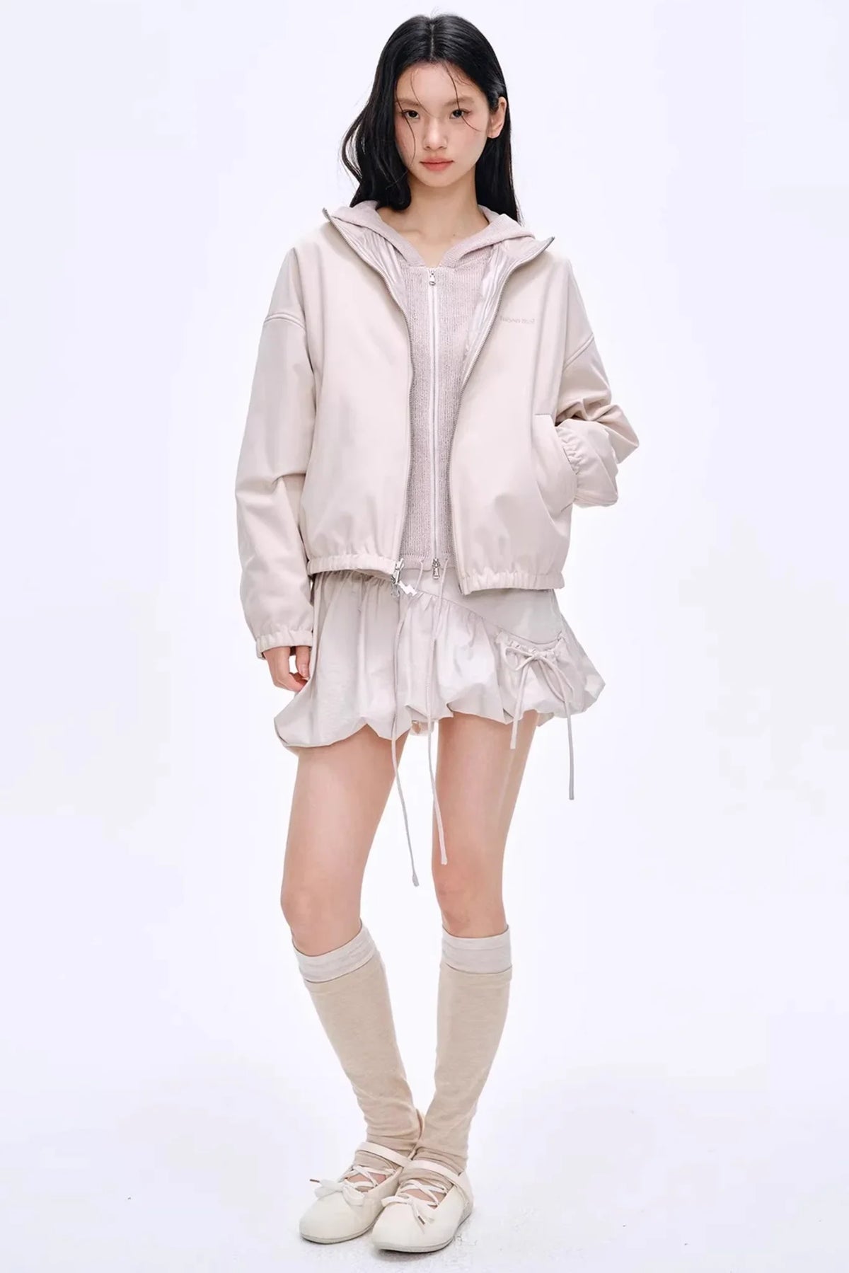 Misty Natural Texture Hooded Cardigan