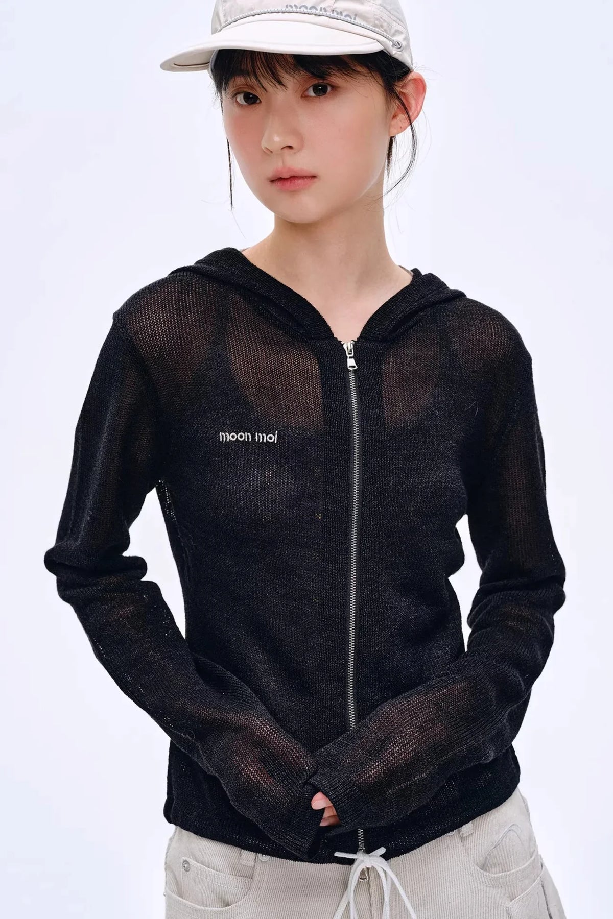 Misty Natural Texture Hooded Cardigan