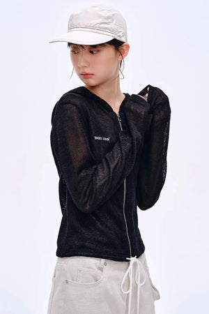 Misty Natural Texture Hooded Cardigan