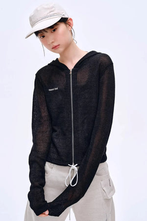 Misty Natural Texture Hooded Cardigan