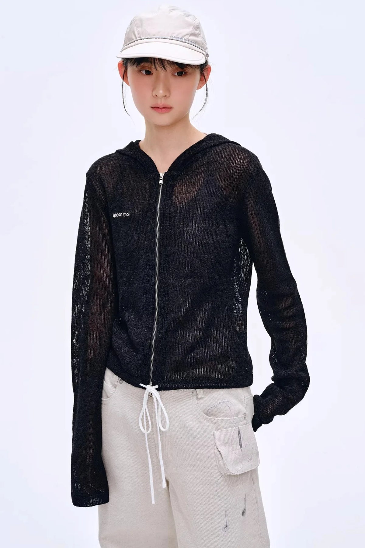 Misty Natural Texture Hooded Cardigan