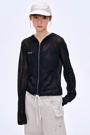Misty Natural Texture Hooded Cardigan