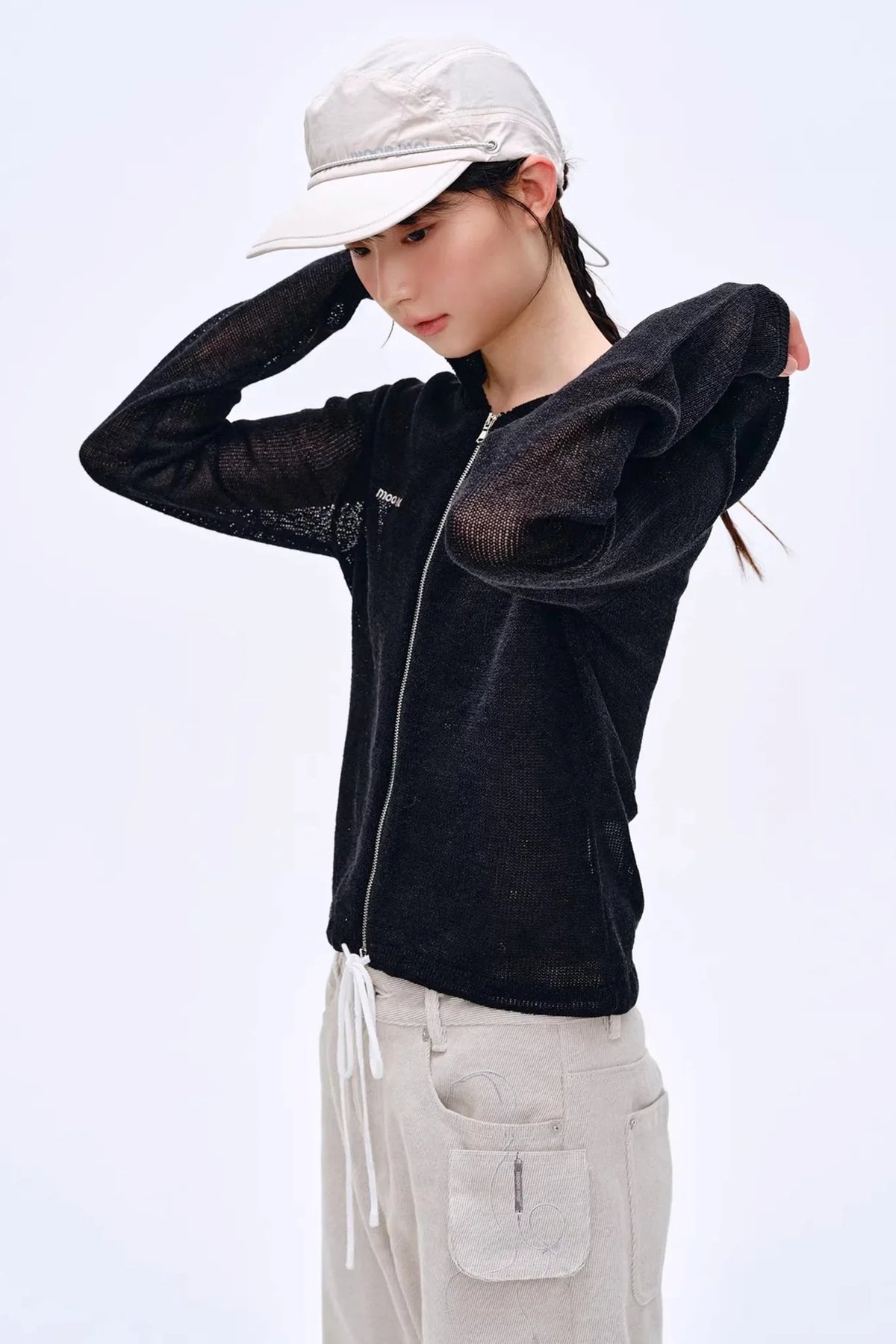 Misty Natural Texture Hooded Cardigan