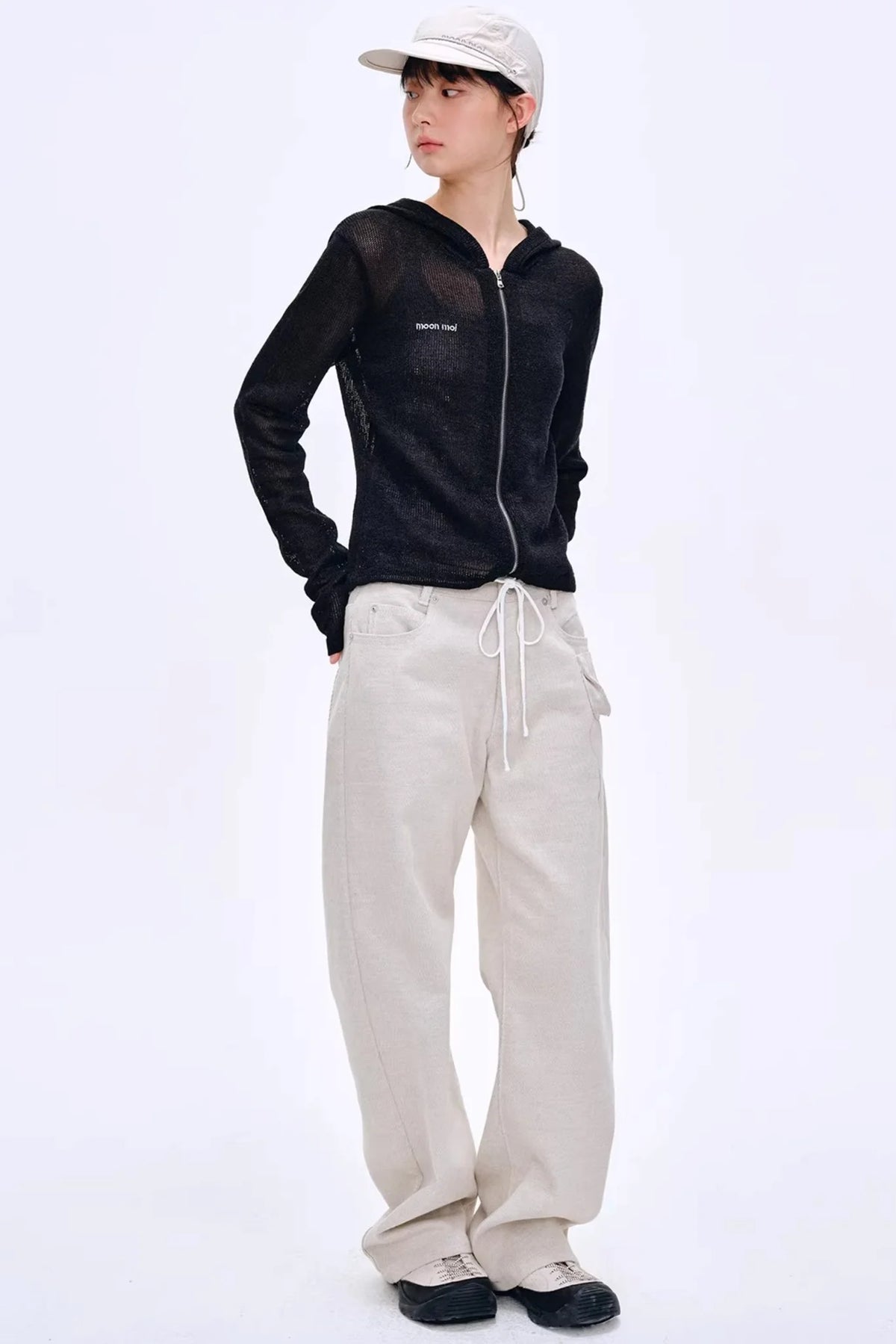 Misty Natural Texture Hooded Cardigan