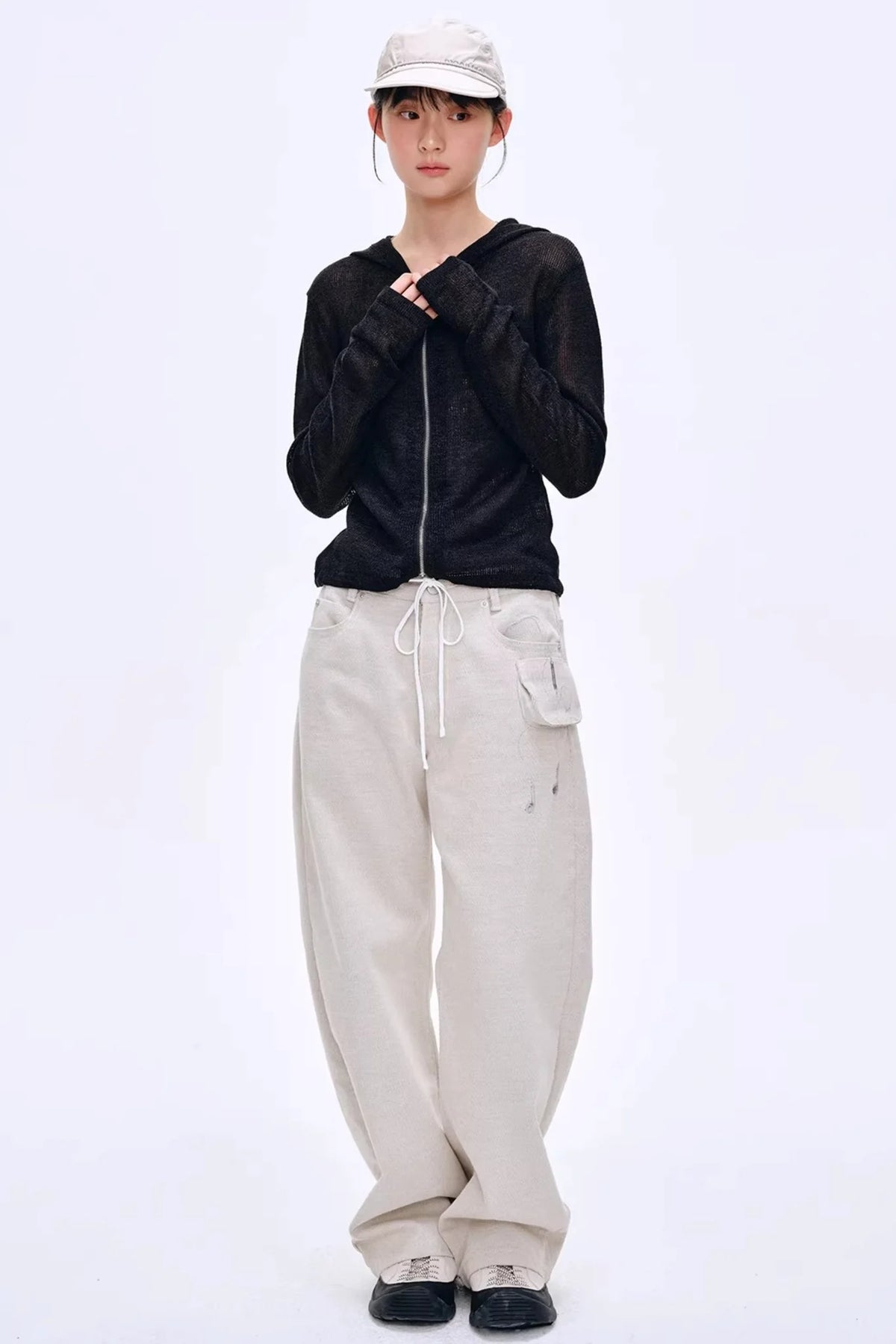 Misty Natural Texture Hooded Cardigan