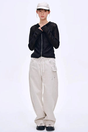 Misty Natural Texture Hooded Cardigan