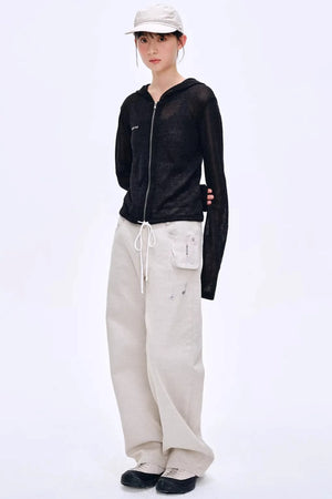 Misty Natural Texture Hooded Cardigan