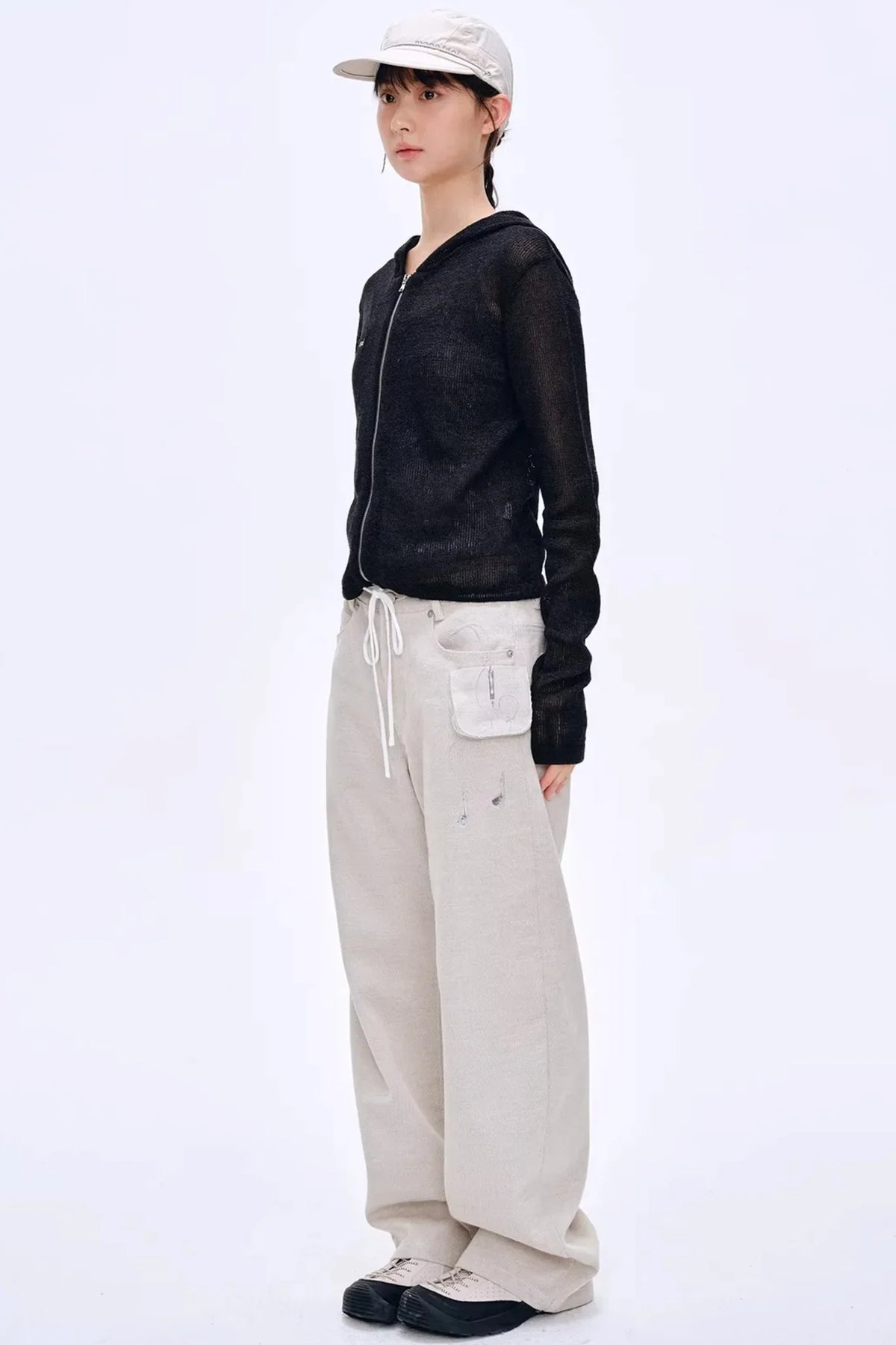 Misty Natural Texture Hooded Cardigan