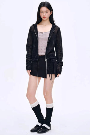 Misty Natural Texture Hooded Cardigan