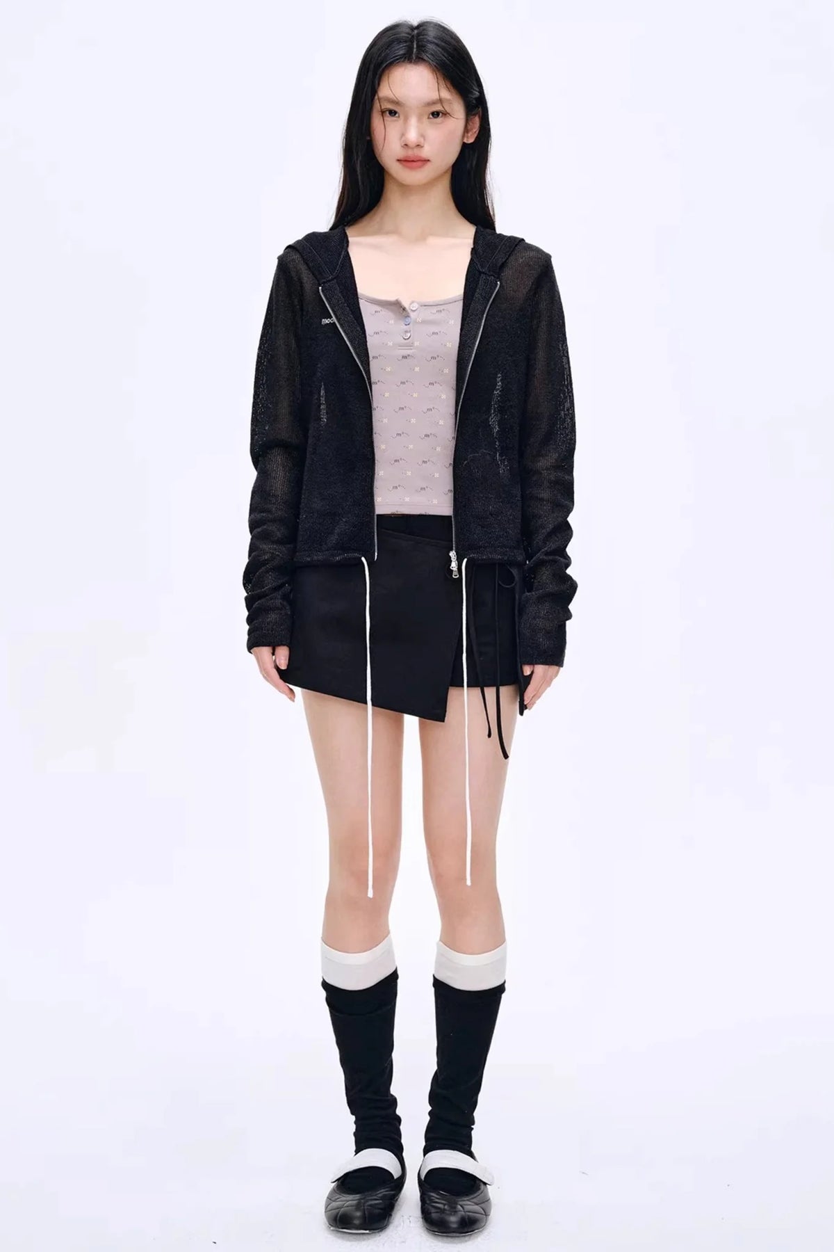 Misty Natural Texture Hooded Cardigan